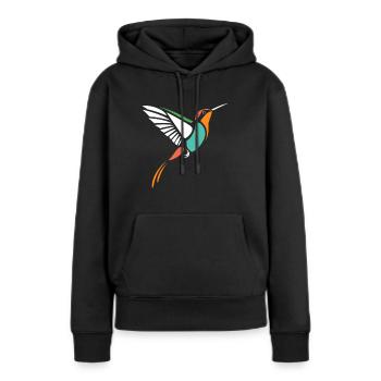 Kolibri - Frauen Premium Bio Hoodie - Schwarz - Vorne - Julia (174cm)