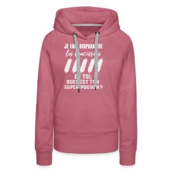 Humour Saucisson Charcuterie Artisanale - Sweat à capuche Premium bio Femme - mauve - Devant - Isabella (175cm)
