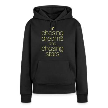 Zodiaque Sagittaire à la poursuite des rêves à la poursuite des étoiles - Sweat à capuche Premium bio Femme - noir - Devant - Julia (174cm)