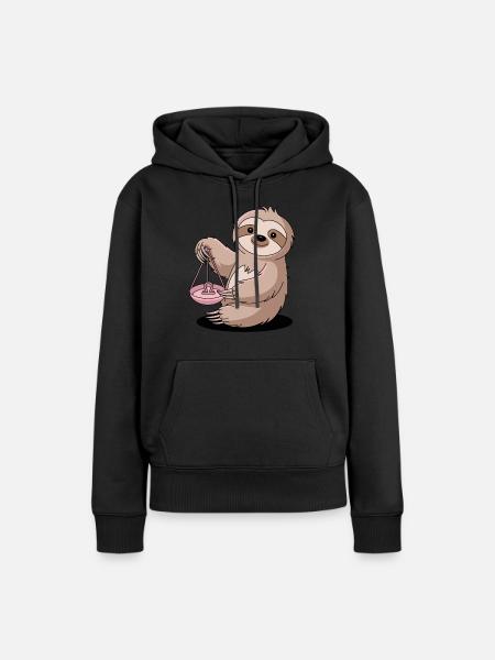 Libra Sternzeichen Faultier mit Waage - Frauen Premium Bio Hoodie - Schwarz