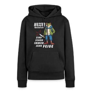 Utilisateurs de MESSER TRÈS LÂCHES - Sweat à capuche Premium bio Femme - noir - Devant - Julia (174cm)