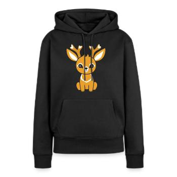 chevreuil - Sweat à capuche Premium bio Femme - noir - Devant - Julia (174cm)