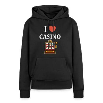 Casino - Sweat à capuche Premium bio Femme - noir - Devant - Julia (174cm)
