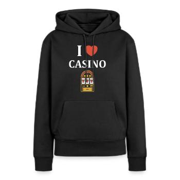 Casino - Sweat à capuche Premium bio Femme - noir - Devant - Julia (174cm)