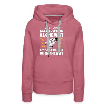 Allitération Alchimiste Poésie Slam - Sweat à capuche Premium bio Femme - mauve - Devant - Isabella (175cm)