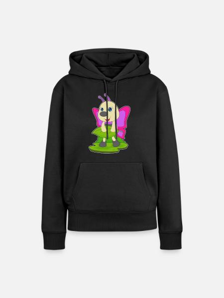 Schmetterling Blatt - Frauen Premium Bio Hoodie - Schwarz