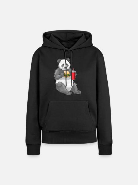 Panda Cheeseburger - Frauen Premium Bio Hoodie - Schwarz