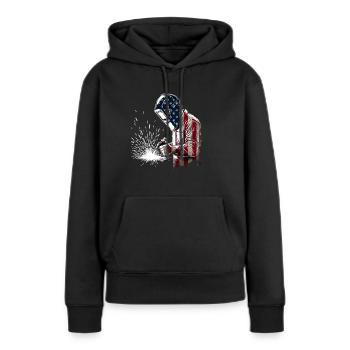 Patriotischer Schweißer US-Flagge - Schweißen Schweißen Eisenarbeiter - Frauen Premium Bio Hoodie - Schwarz - Vorne - Julia (174cm)