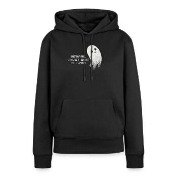 Vorsicht vor Geisterködern in der Stadt gruselig - Frauen Premium Bio Hoodie - Schwarz - Vorne - Julia (174cm)
