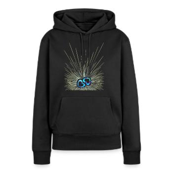 Schwanger Zwillinge Jungs - zwei Herzen im Bauch - Frauen Premium Bio Hoodie - Schwarz - Vorne - Julia (174cm)