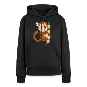 Affe Liane Dschungel - Frauen Premium Bio Hoodie - Schwarz - Vorne - Julia (174cm)