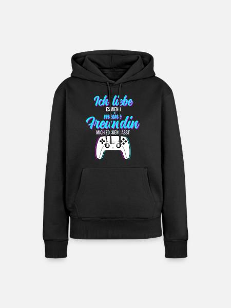 Gaming Valentin - Frauen Premium Bio Hoodie - Schwarz