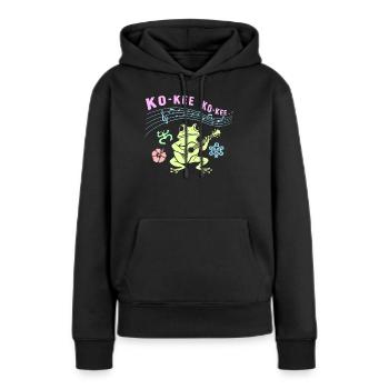 Ko-Kee Frog jouant une mélodie de guitare - Sweat à capuche Premium bio Femme - noir - Devant - Julia (174cm)