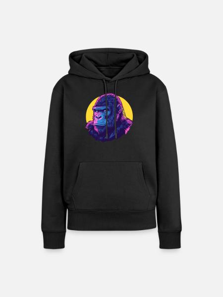 Gorilla Neon Kraft - Frauen Premium Bio Hoodie - Schwarz
