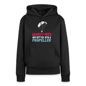 Les aventures sont meilleures avec une hélice - Sweat à capuche Premium bio Femme - noir - Devant - Julia (174cm)
