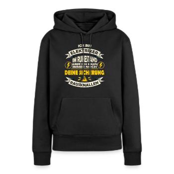 Retired electrician - blow out the fuse - Women’s Premium Organic Hoodie - black - Front - Julia (174cm)