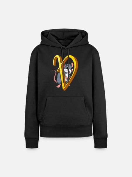 BUCHSTABE V - Frauen Premium Bio Hoodie - Schwarz