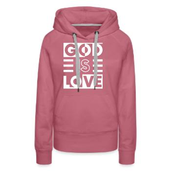 God is love - Women’s Premium Organic Hoodie - mauve - Front - Isabella (175cm)