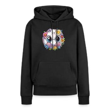 Football avec des yeux de fleur - Sweat à capuche Premium bio Femme - noir - Devant - Julia (174cm)