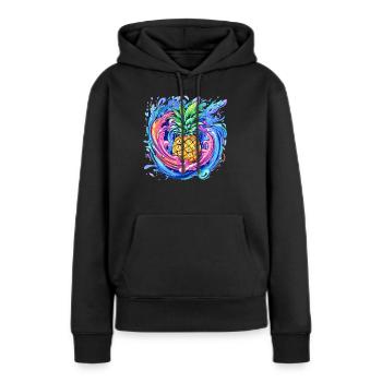 Ananas mit Farbspritzer - Frauen Premium Bio Hoodie - Schwarz - Vorne - Julia (174cm)