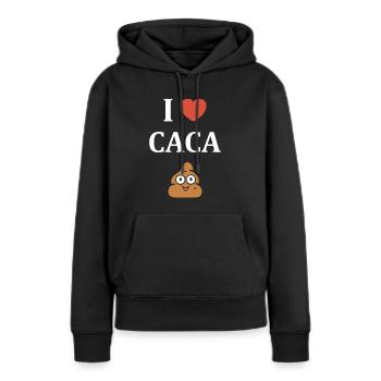 caca - Sweat à capuche Premium bio Femme - noir - Devant - Julia (174cm)