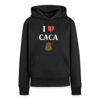 caca - Sweat à capuche Premium bio Femme - noir - Devant - Julia (174cm)
