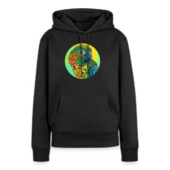 Tête de perroquet colorée - Sweat à capuche Premium bio Femme - noir - Devant - Julia (174cm)