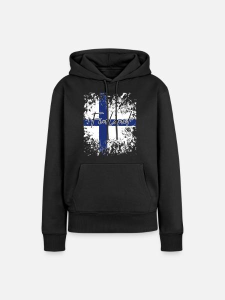 Finnischer Stolz, Flagge Finnlands - Frauen Premium Bio Hoodie - Schwarz