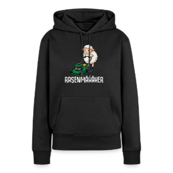 Rasenmaeher Schaf Gartenarbeit - Frauen Premium Bio Hoodie - Schwarz - Vorne - Julia (174cm)