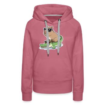 Cool Capybara Sunglasses Alligator Cartoon - Women’s Premium Organic Hoodie - mauve - Front - Isabella (175cm)