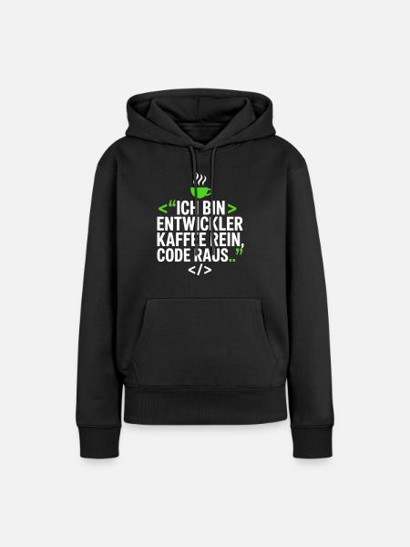 Entwickler Kaffee Spruch - Frauen Premium Bio Hoodie - Schwarz