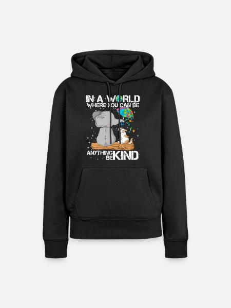 Autismus-Bewusstsein Elefant Hund - Frauen Premium Bio Hoodie - Schwarz
