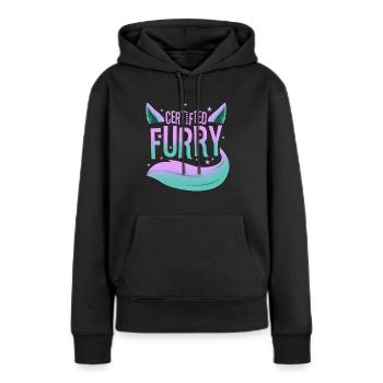 Fourrure certifiée - Sweat à capuche Premium bio Femme - noir - Devant - Julia (174cm)
