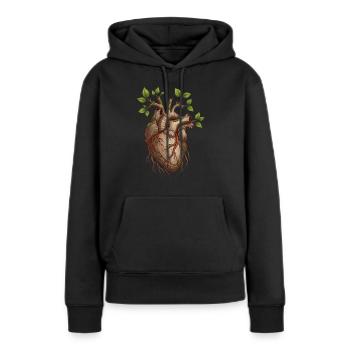 Lebendiges Baumherz - Frauen Premium Bio Hoodie - Schwarz - Vorne - Julia (174cm)