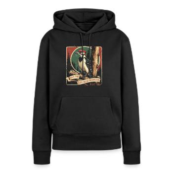 Elfenbein Specht Vogelbeobachter - Frauen Premium Bio Hoodie - Schwarz - Vorne - Julia (174cm)