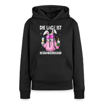 La situation est l’ivresse - Sweat à capuche Premium bio Femme - noir - Devant - Julia (174cm)