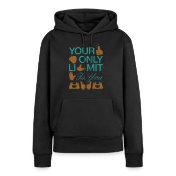 Akzeptanz statt Vorurteile - Frauen Premium Bio Hoodie - Schwarz - Vorne - Julia (174cm)
