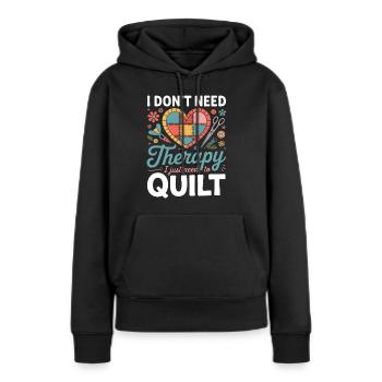 Patchwork Herz Therapie Quilt - Frauen Premium Bio Hoodie - Schwarz - Vorne - Julia (174cm)