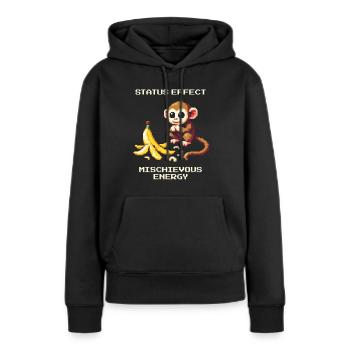 Status-Effekt: Schelmische Energie | Affenwitz - Frauen Premium Bio Hoodie - Schwarz - Vorne - Julia (174cm)