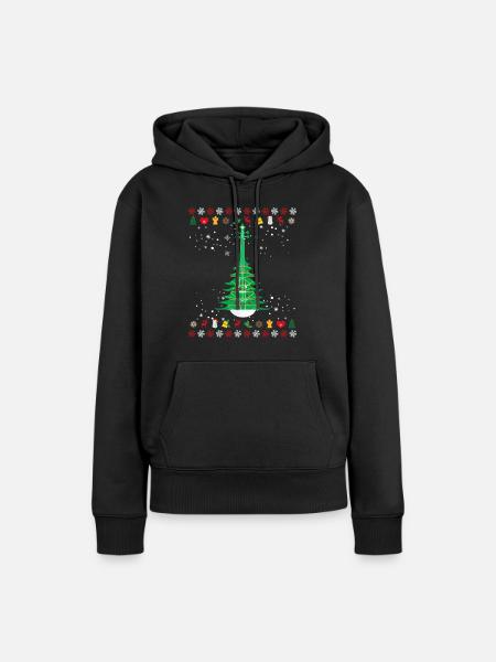 Geige Weihnachtsbaum - Frauen Premium Bio Hoodie - Schwarz