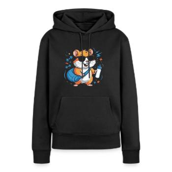 Hamster Fitnessstar Mit Sonnenbrille - Frauen Premium Bio Hoodie - Schwarz - Vorne - Julia (174cm)