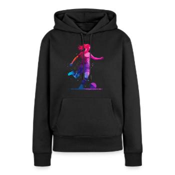 Football, Football, Football, Football, Femme haute en couleur - Sweat à capuche Premium bio Femme - noir - Devant - Julia (174cm)