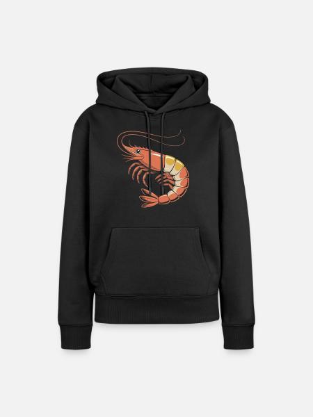Roter Garnele Cartoon - Frauen Premium Bio Hoodie - Schwarz