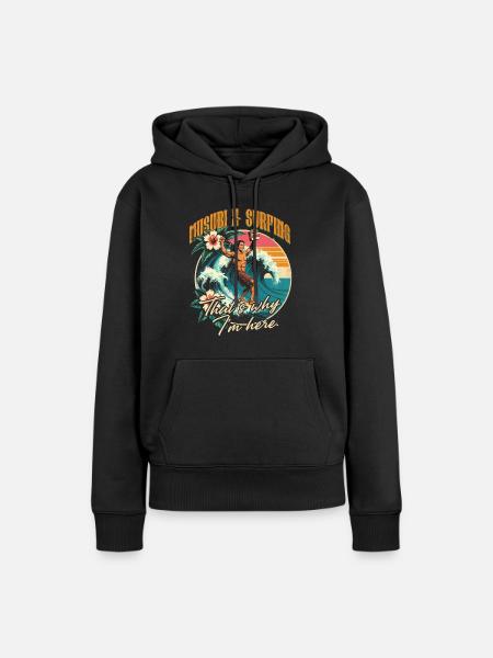 Musubi & Surfing Thats Why I'm Here - Frauen Premium Bio Hoodie - Schwarz