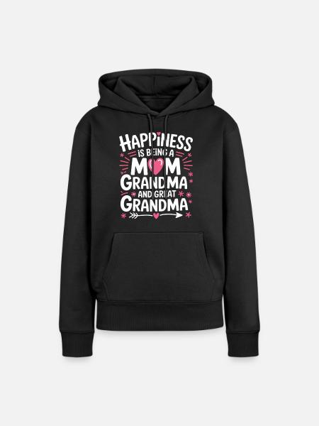 Glück: Mama, Oma und Ur-Oma - Frauen Premium Bio Hoodie - Schwarz