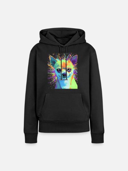 Pop-Art Chihuahua "Do It Bro" - Frauen Premium Bio Hoodie - Schwarz