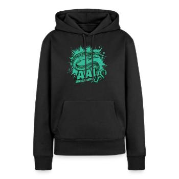 Anguille – La Chasseur de la Nuit - Sweat à capuche Premium bio Femme - noir - Devant - Julia (174cm)