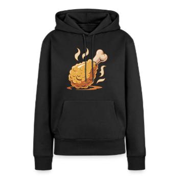 Dessin animé croustillant à la cuisse de poulet - Sweat à capuche Premium bio Femme - noir - Devant - Julia (174cm)