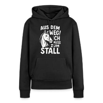 Aus dem Weg Ich muss zum Stall Reiten Reiterin - Frauen Premium Bio Hoodie - Schwarz - Vorne - Julia (174cm)