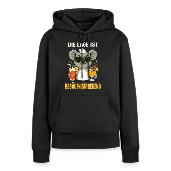 cocktail koala, che-shirt de soirée sur l’ivresse - Sweat à capuche Premium bio Femme - noir - Devant - Julia (174cm)